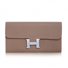 Grainy leather wallet "H" lock